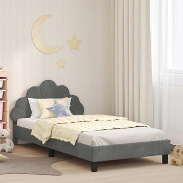 vidaXL Kinderen bedframe met hoofdboard Donkergrijs 90 x 200, Verzenden, Nieuw