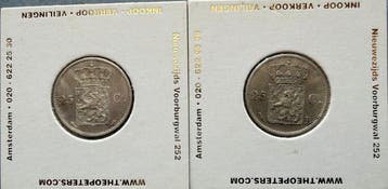 Nederland. Willem I. 25 cent 1825U en 25 cent 1825B (totaal