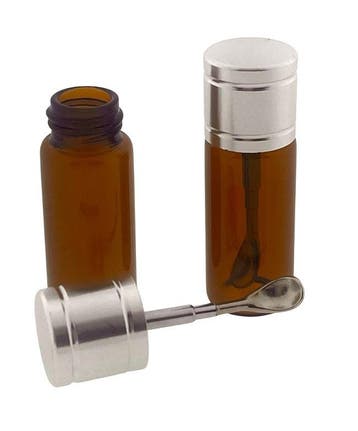 Teletoot doseer potje - bruin glas     Medium glazen potje, Verzenden, Nieuw