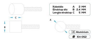 Staalkabel met Eindstop 2mm, Verzenden, Nieuw