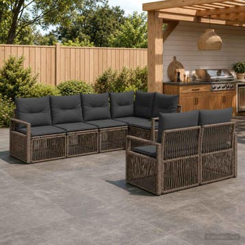 vidaXL Tuinbank Set 7 st 7-Aantal zitplaatsen Grijs poly, Verzenden, Nieuw