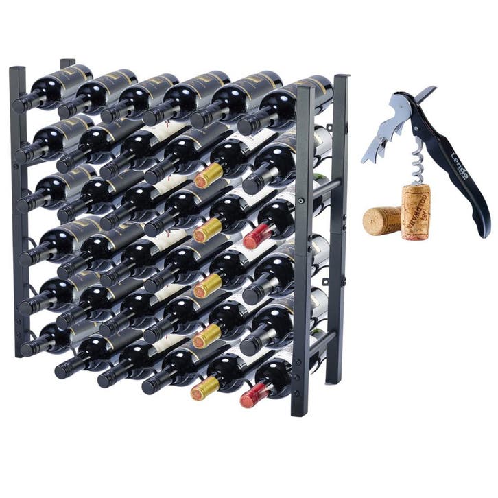 Lendo Online Wijnrek 36 Flessen Staand Zwart Staal, Maison & Meubles, Accessoires pour la Maison | Porte-bouteilles, Envoi