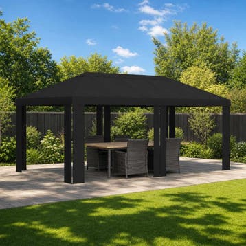 vidaXL Tuinpaviljoenhoes 6 x 3 m Zwart Polyester 190 gsm, Verzenden