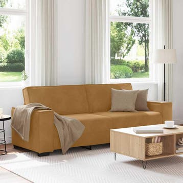vidaXL Driezitsbank / zetel 220x78x84 cm fluweel bruin, Huis en Inrichting, Zetels | Zetels, Verzenden, Nieuw