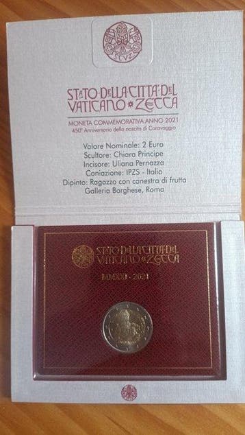 Vaticaan. 2 Euro 2021 Dante + Caravaggio (2 moedas)