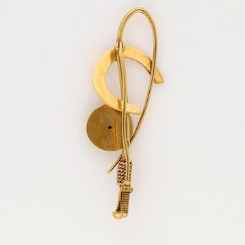 Broche - 18 karaat Geel goud - Emaille / Glas