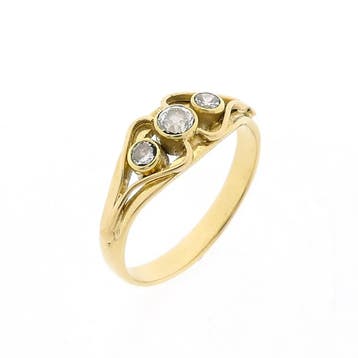Gouden ring met zirconia, Handtassen en Accessoires, Ringen, Gebruikt, 19 tot 20, Ophalen of Verzenden, Met edelsteen