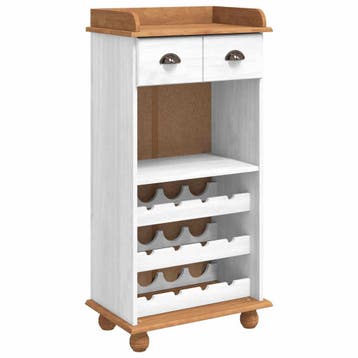 vidaXL Wijnkast ASKIM Wit met Honing Top 57 x 37 x 114 cm, Huis en Inrichting, Verzenden, Nieuw