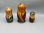 3 set ematroesjka-nestpoppen met Russische en Sovjet-leiders