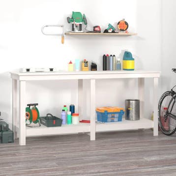 vidaXL Werkbank 180x50x80 cm massief grenenhout wit, Doe-het-zelf en Bouw, Verzenden, Nieuw