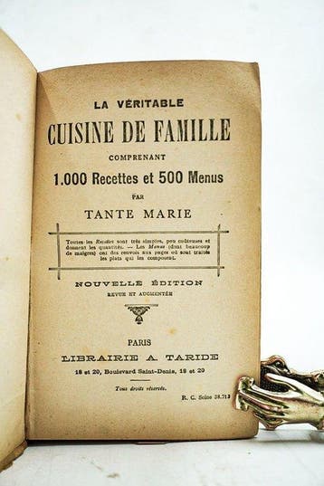 Tante Marie - La véritable cuisine de famille, comprenant