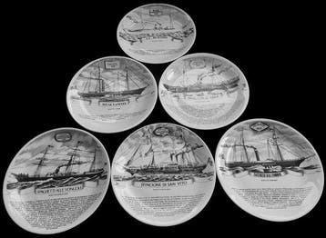 Fornasetti Piero - Assiette (6) - Vecchie navi della flotta
