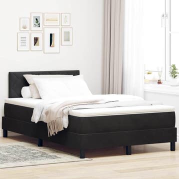 vidaXL LED Box Spring Bed met hoofdeinde Zwart 120 x 200 cm, Verzenden