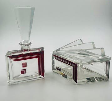 Karl Palda Art Deco Crystal Glass Dressing Table Set-4, 1920