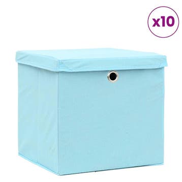 vidaXL Opbergboxen met deksel 10 st 32x32x32 cm stof, Doe-het-zelf en Bouw, Kratten en Dozen, Verzenden, Nieuw