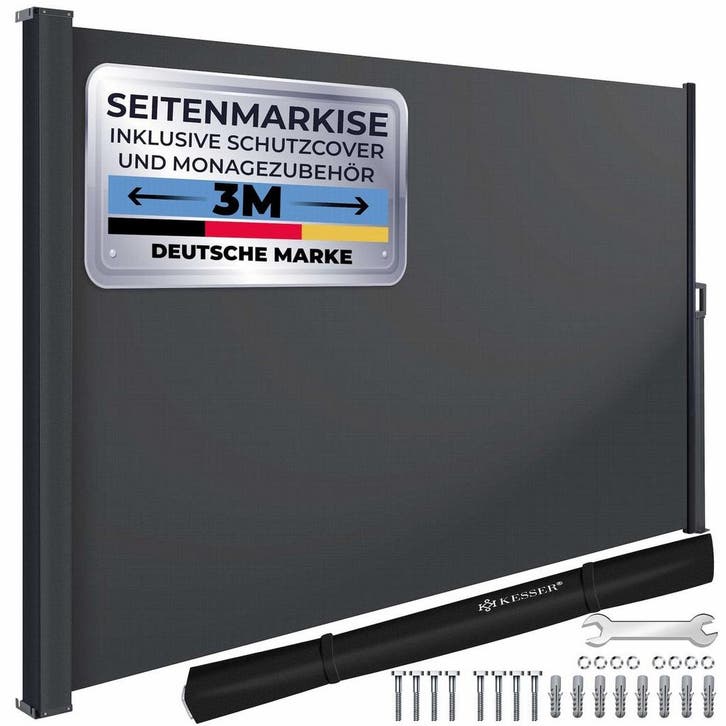 KESSER® Zijzonwering uitschuifbaar zonnescherm 300x180 ondoo, Jardin & Terrasse, Voiles d'ombrage, Envoi