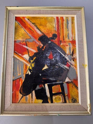 Nicolas Rin (1919-?) - Le violoncelliste, Antiquités & Art