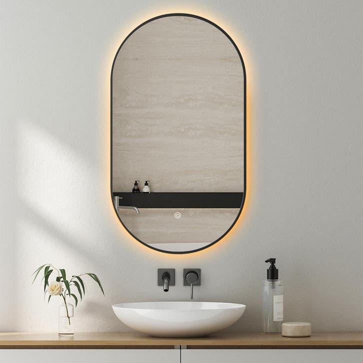 LED Spiegel 40x75cm | 18W | Zwart | Dimbaar | Verwarming, Huis en Inrichting, Woonaccessoires | Spiegels, Nieuw, Verzenden