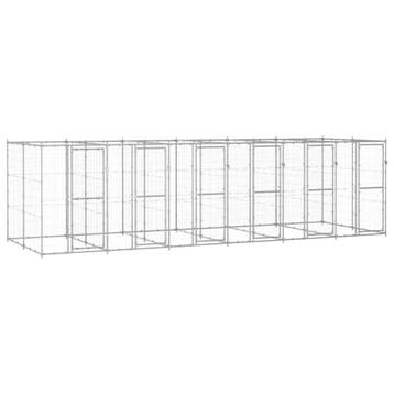 vidaXL Hondenkennel 14,52 m² gegalvaniseerd staal, Verzenden, Nieuw