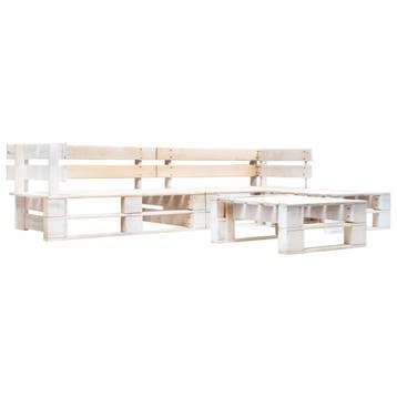 vidaXL 4-delige Loungeset pallet hout wit, Verzenden, Loungeset