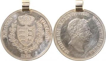 Wuerttemberg Kronenthaler 1825 tlw gestichelt mit Henkel, so, Verzenden, België