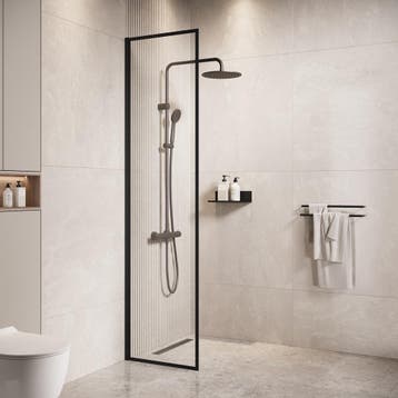 Douchewand Georgia 40 x 200 cm Zwart – Inloopdouche 8 mm, Verzenden, Nieuw