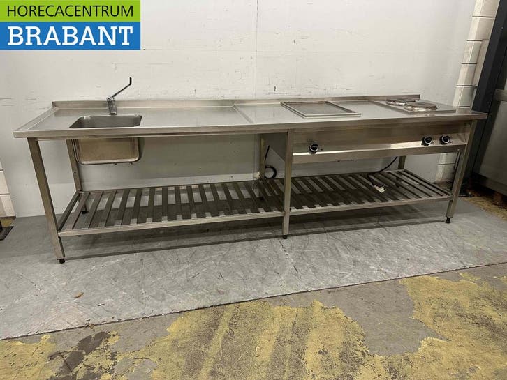 RVS Baklijn Spoelbak, elektrische bakplaat en dubbel fornuis, Articles professionnels, Horeca | Équipement de cuisine, Enlèvement ou Envoi