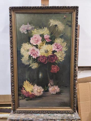 Italiaanse school (XX) - Bodegón Floral, Antiek en Kunst