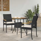 vidaXL Tuinstoelen 2 pcs Zwart en Crème Wit Poly Rattan en, Verzenden, Nieuw