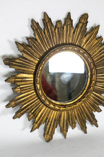 Wandspiegel- Gouden Sunburst wandspiegel – Italië, jaren