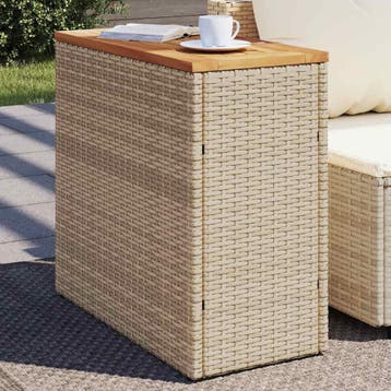 vidaXL Tuinbijzettafel met houten blad 58x27,5x55 cm poly, Tuin en Terras, Tuintafels, Verzenden, Nieuw