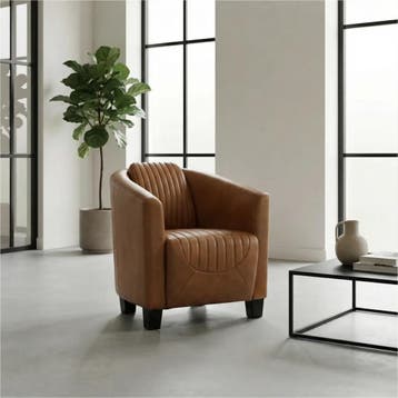 Leren fauteuil Press Special - Granada Sahara (cognac) -, Nieuw, Ophalen of Verzenden, Eigentijds, Klassiek, Retro, Romantisch, Vintage