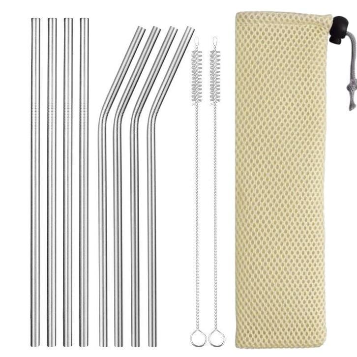 Fako Bijoux - RVS Rietjes Set -  8 Herbruikbare Rietjes - 4, Huis en Inrichting, Keuken | Bestek, Verzenden