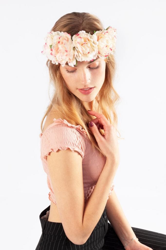 Bloemenkrans Haar Pioenrozen Lichtroze Creme Roze Bloemen Ha, Vêtements | Femmes, Costumes de carnaval & Vêtements de fête, Enlèvement ou Envoi