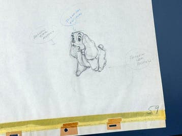 Walt Disney - Dame Animatie Tekening - Lady and the Tramp
