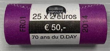 Frankrijk. 2 Euro 2014 D-DAY (25 pieces) in roll (Zonder