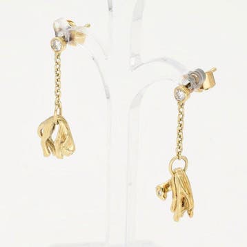 Boucles doreilles - 14 carats Or jaune Diamant (Naturelle)