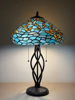 XXL Tiffany stijl tafellamp BLUE BUTTERFLY SCULPTURAL BASE