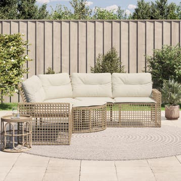 vidaXL Tuinbank met kussens en voetensteun L-vormig poly, Verzenden