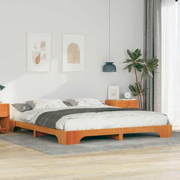 vidaXL Bedframe Bruin 200 x 220 cm Massief grenenhout, Verzenden, Nieuw