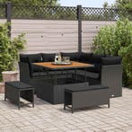 vidaXL Tuinbank Set 8 pcs Zwart Poly riet en gepoedercoat, Tuin en Terras, Verzenden, Nieuw