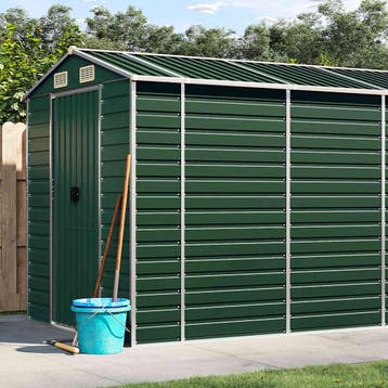 vidaXL Tuinschuur 191x725x198 cm gegalvaniseerd staal groen, Verzenden, Nieuw