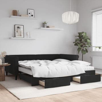 vidaXL Slaapbank met onderschuifbed en lades 100x200 cm, Verzenden, Nieuw