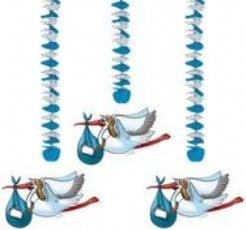 Hangdecoratie Ooievaar Jongen 3 stuks, Nieuw