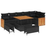 vidaXL Tuinbank Set 9 pcs Zwart Poly Riet en Poedergecoat, Verzenden