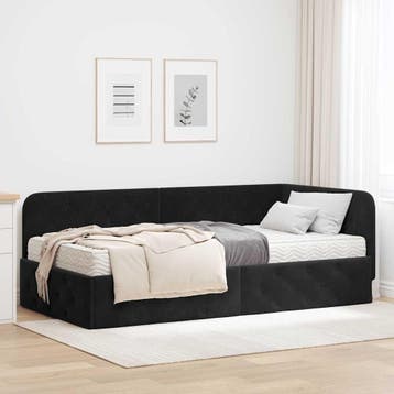 vidaXL Hoek Bed Frame Zwart 90 x 190 cm Fluweel, Verzenden, Nieuw