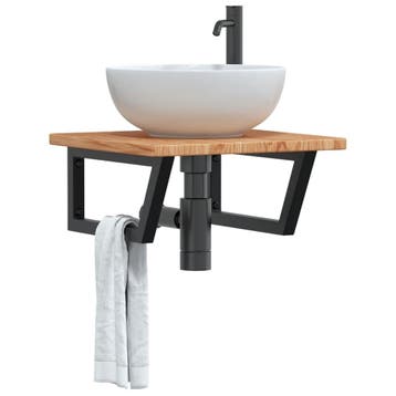 vidaXL Badkamer wandschap staal en massief eikenhout, Verzenden, Nieuw