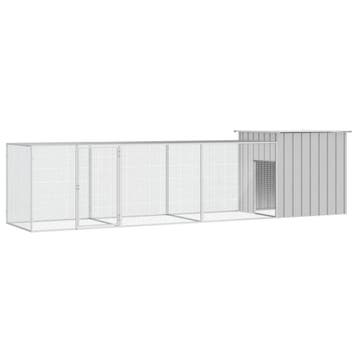 vidaXL Kippenhok 400x91x100 cm gegalvaniseerd staal grijs, Verzenden, Nieuw
