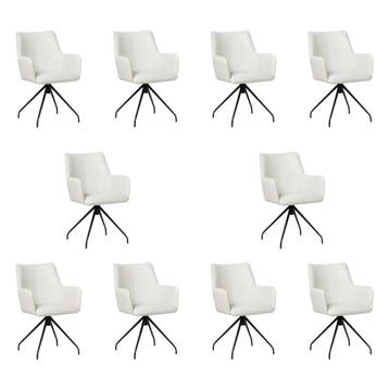 Set van 10 Leren draaibare eetkamerstoelen Wave - Toledo, 60 tot 90 cm, Nieuw, Leer, Ophalen of Verzenden