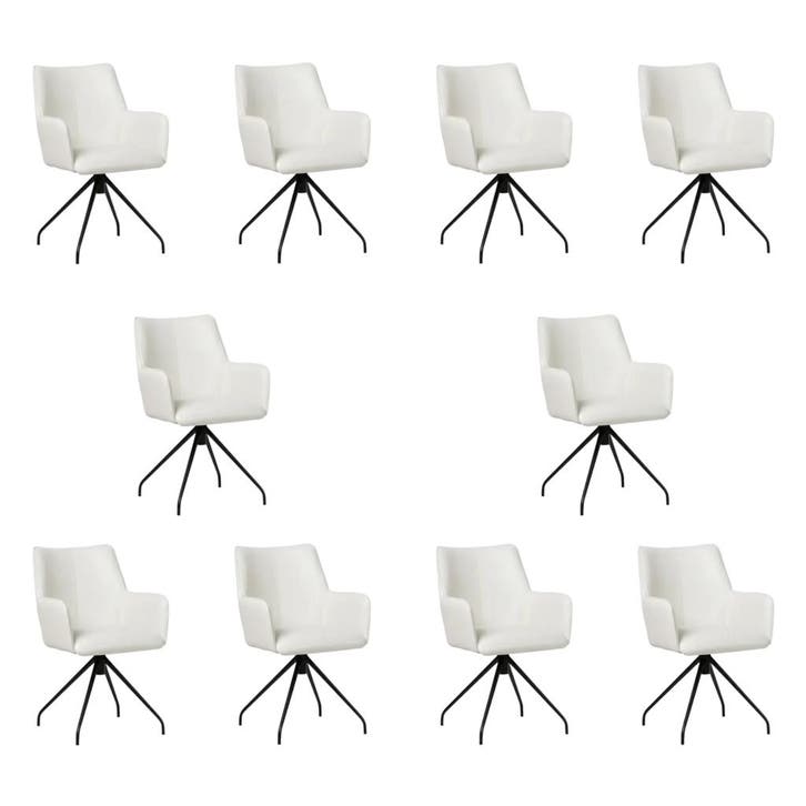 Set van 10 Leren draaibare eetkamerstoelen Wave - Toledo, Maison & Meubles, Tabourets de bar, Enlèvement ou Envoi